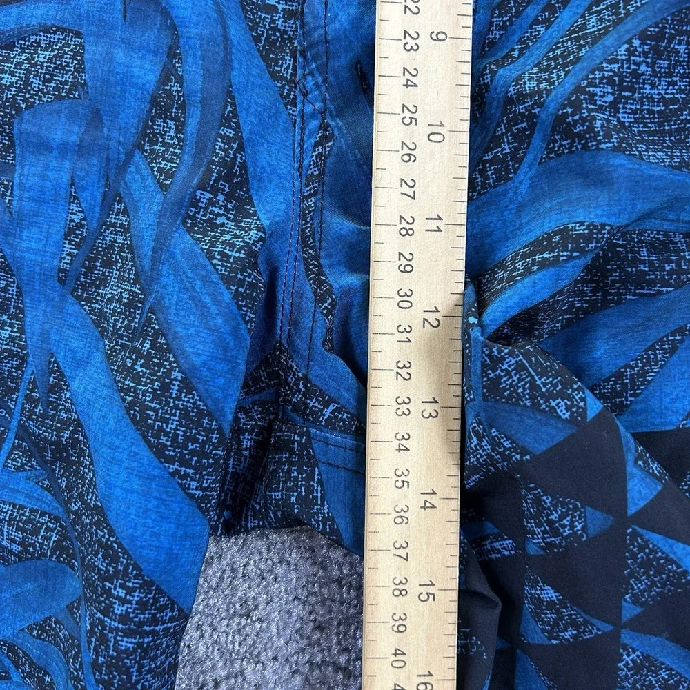 Da Hui Mens Blue Palm Print Board Shorts Swim Trunks Size 40 Pockets Hawaiian